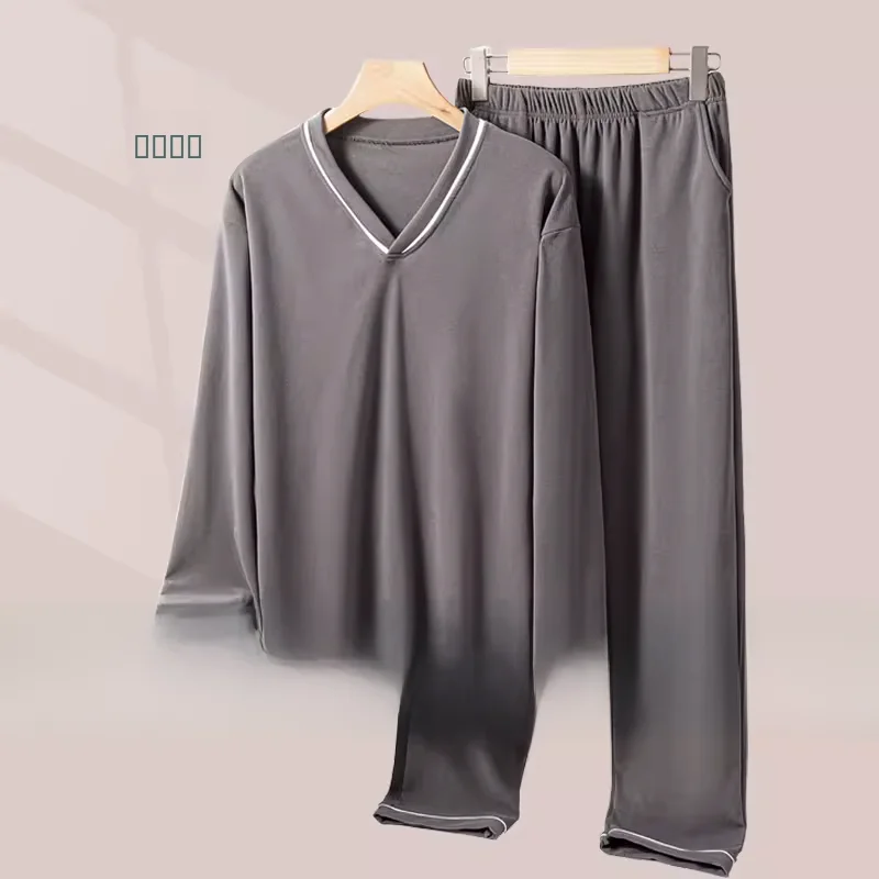 

Men's Autumn Winter Spwear Set Large Size Long Sve Fce Lined Warm Sports Loose Casual Home Clothes Deer Velvet