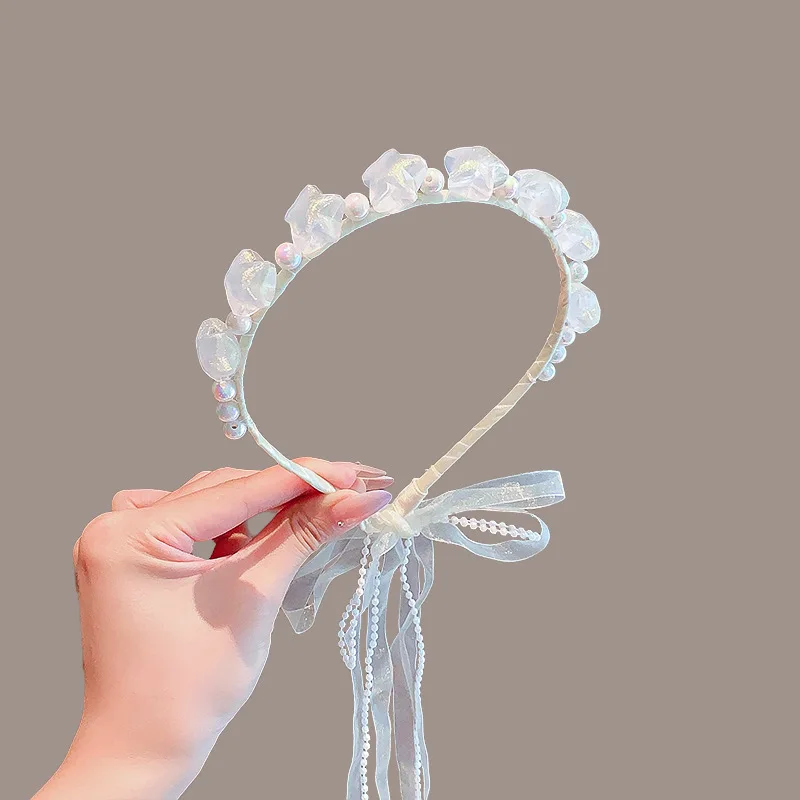 Children's Pearl Braided Hair Headband Girls' Premium Foreign Princess Headdress Baby Hair Bundle Headband