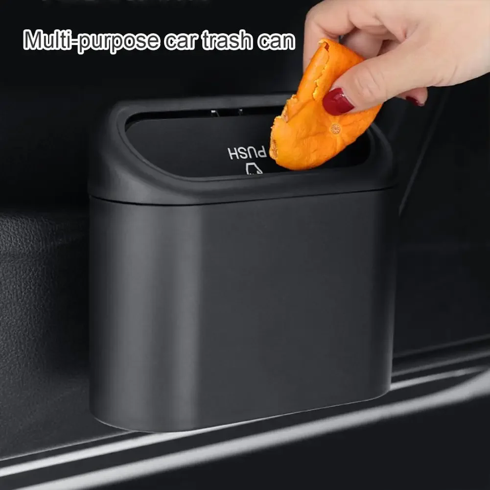 Universal Organizer Car Clamshell Trash Bin Hanging Vehicle Garbage Dust Case Storage Box Black ABS Square Pressing Trash Can