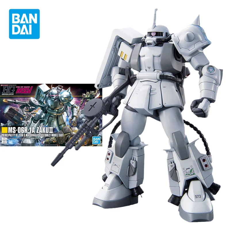 

Bandai Gundam Model Kit Anime Figure HGUC 1/144 MS-06R-1A Zaku II Action Figures Collectible Ornaments Toys Gifts for Kids