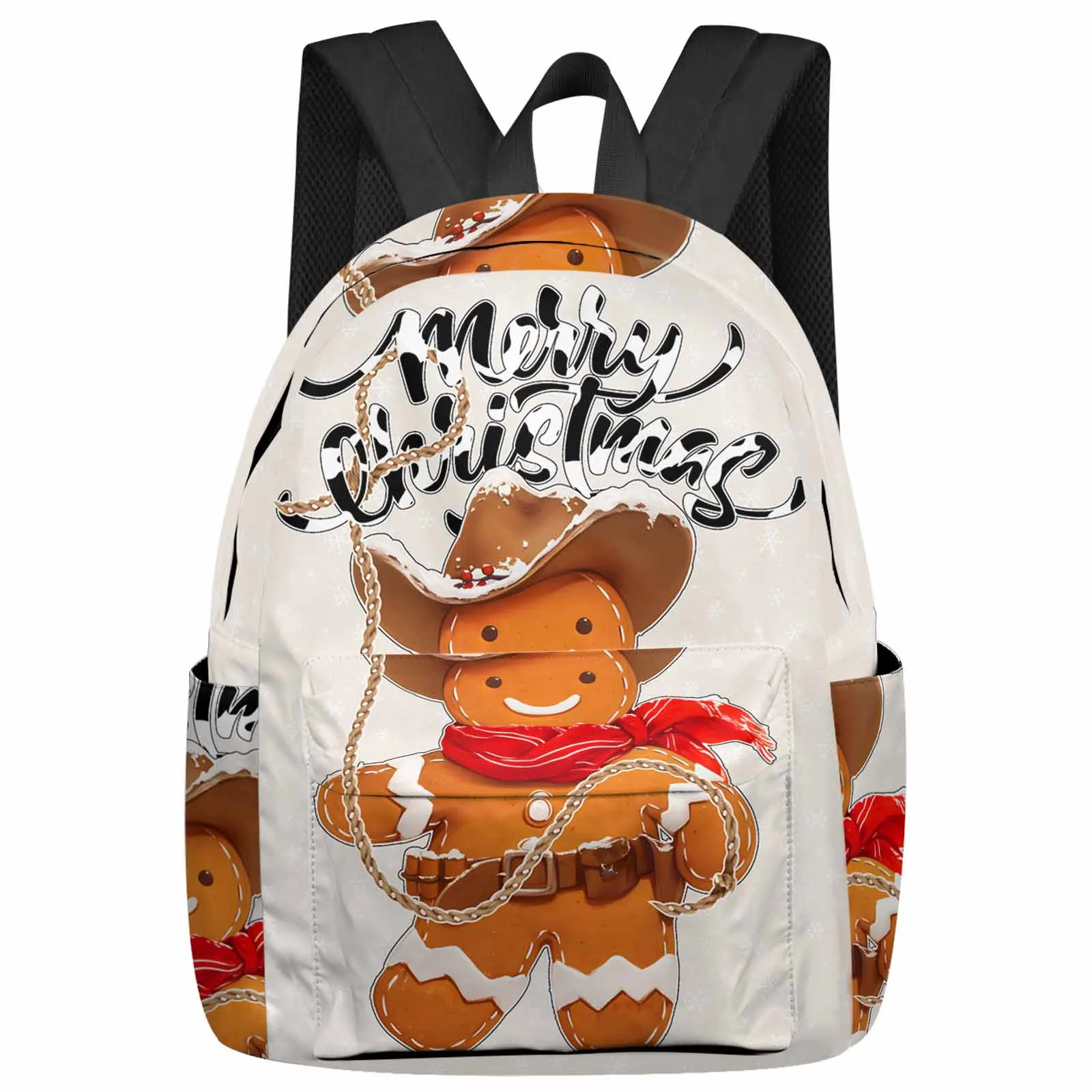 

Cowboy Gingerbread Man Christmas Large Capacity Backpack Men Laptop Bags High School Teen College Girl Student Mochila