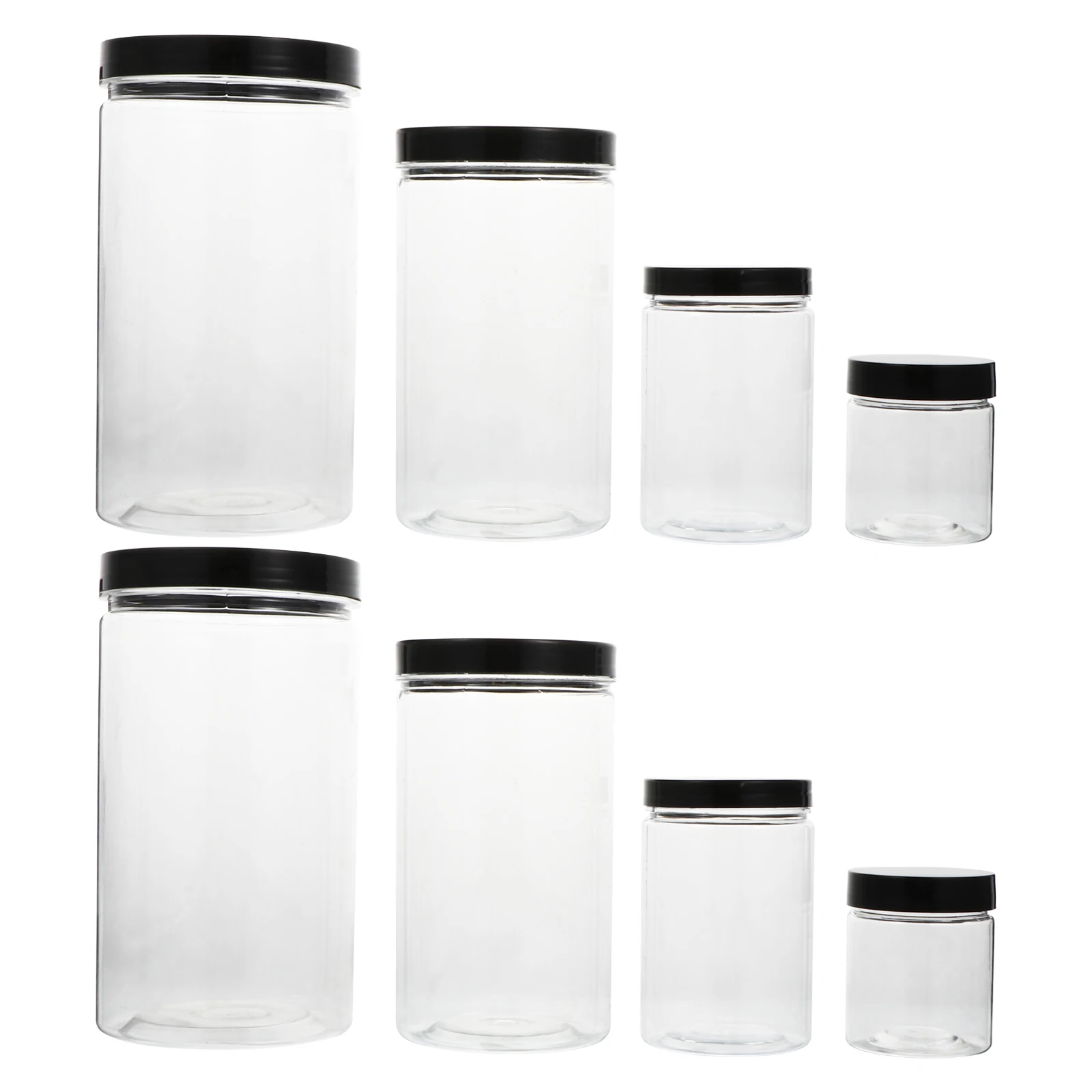 

8pcs PET Clear Food Storage Jars Honey Containers Sealed Canisters Lids Cookie Tea Nuts Sugar Dustproof Insectproof