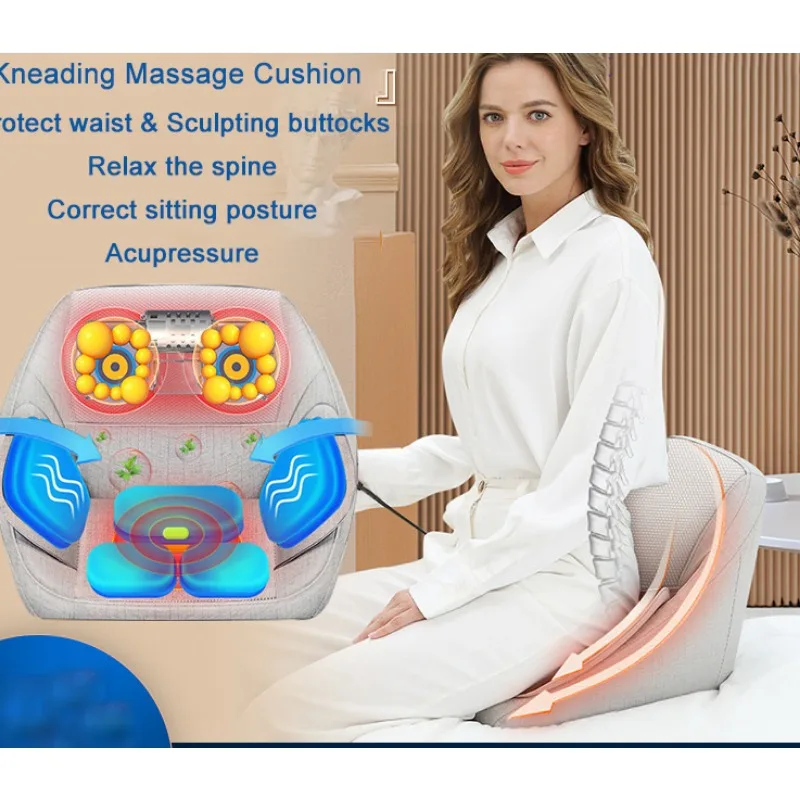 Electric Multifunctional Heating Vibration Seat Chair Pad Massager Buttocks Waist Lumbar Back Kneading Massage Cushion