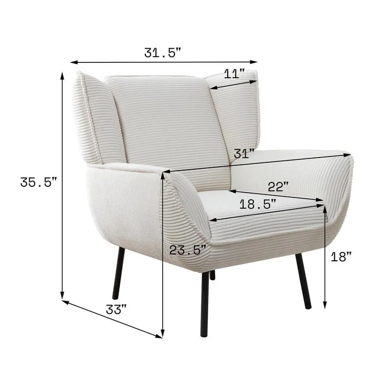 Silla con respaldo de alas, Sillón tapizado para sala de estar, Accent