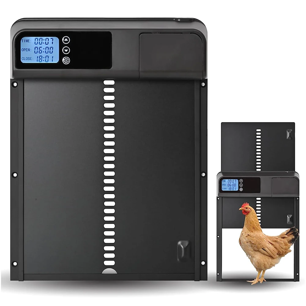 Automatic Coop Door Intelligent Automatic Timing Lift Chicken Door Pet Chickens and Ducks Household Aluminum Alloy Coop Door