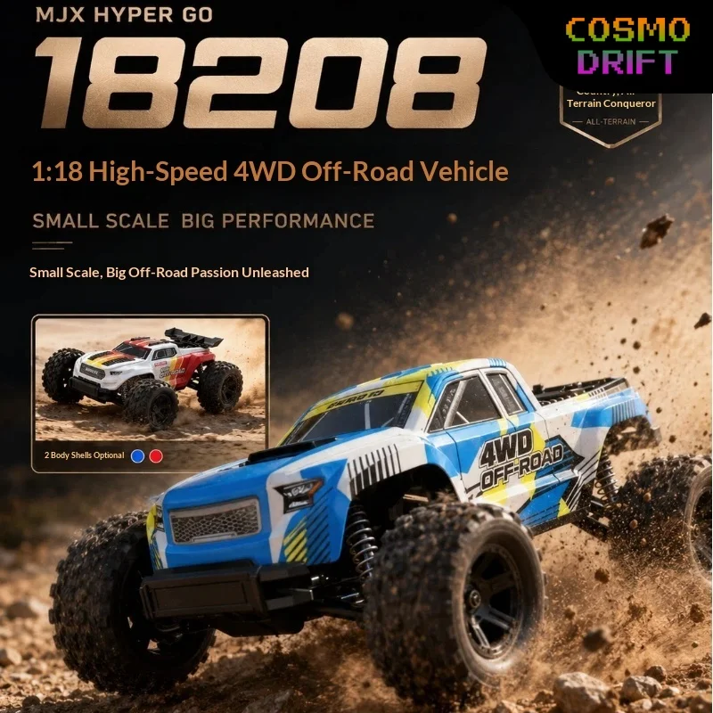 MJX 18208 1/18 4WD RC Short‑Course Truck 2.4G Off‑Road Remote Control Car Dual‑Shell Dual‑Battery Hobby Gift Toy for Boys RC