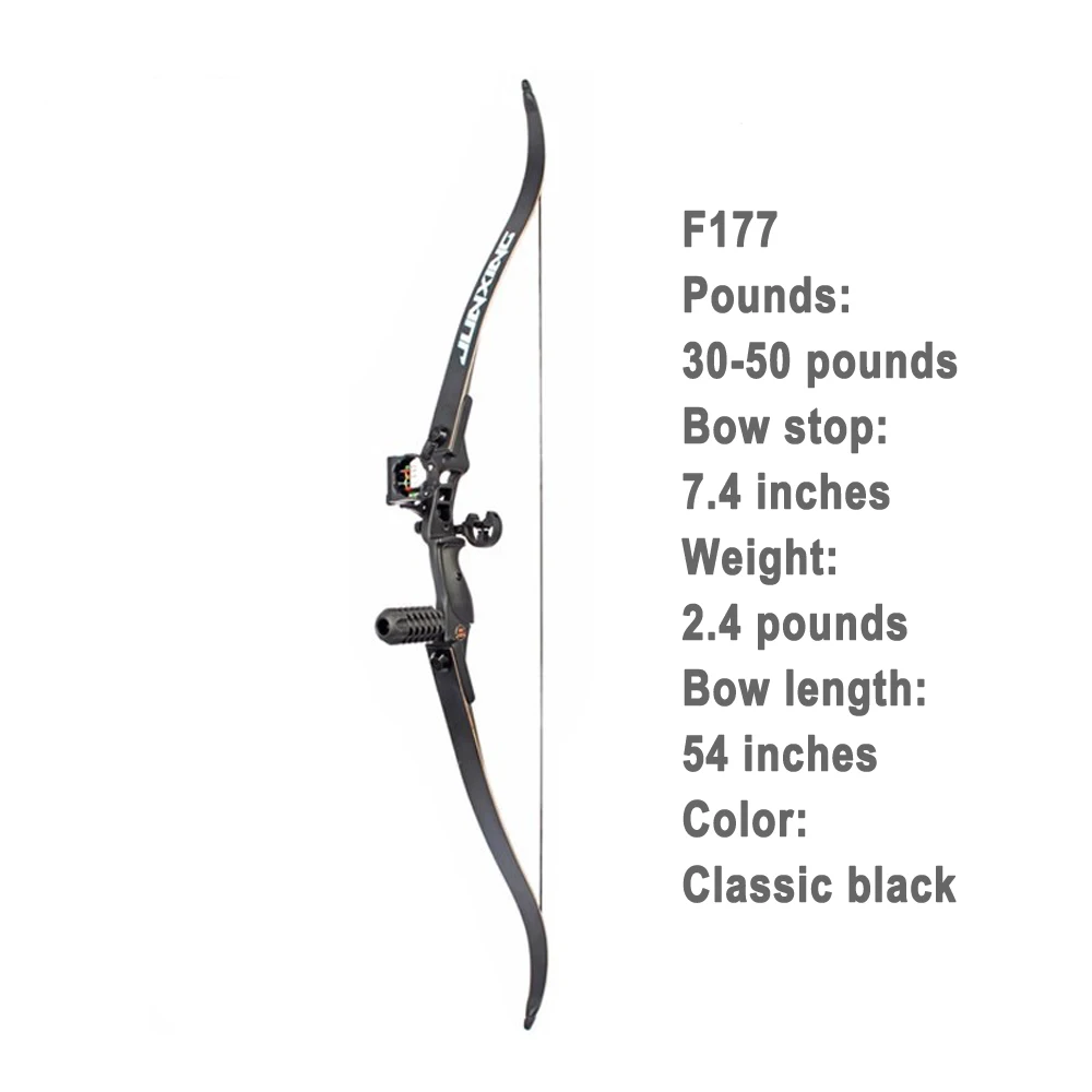 F177 American 54 inch Recurve Hunting Bow Competitive Outdoor Archery Equipment Metal Split Arrow 30-50 Pounds Practice Archery