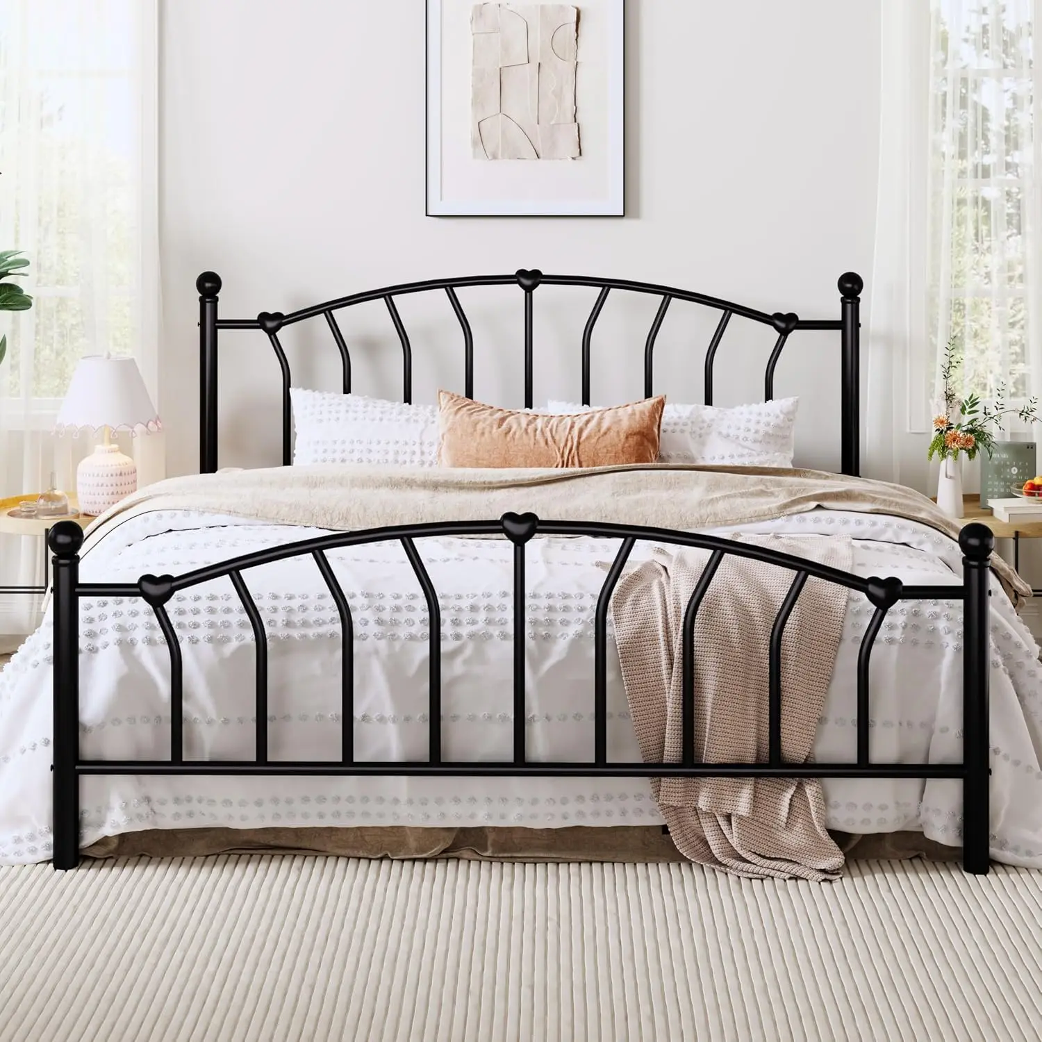 Metal Bed Frame with Headboard & Footboard, Storage, Noise-Free, No Box Spring, Easy Assembly, 14 Inch King, Customized