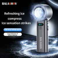 Ventilateur portatif rechargeable par USB, 5200 mAh, avec fonction de refroidissement par compresse de glace, mini ventilateur pliable double pour les voyages, le camping et les activités de plein air 1