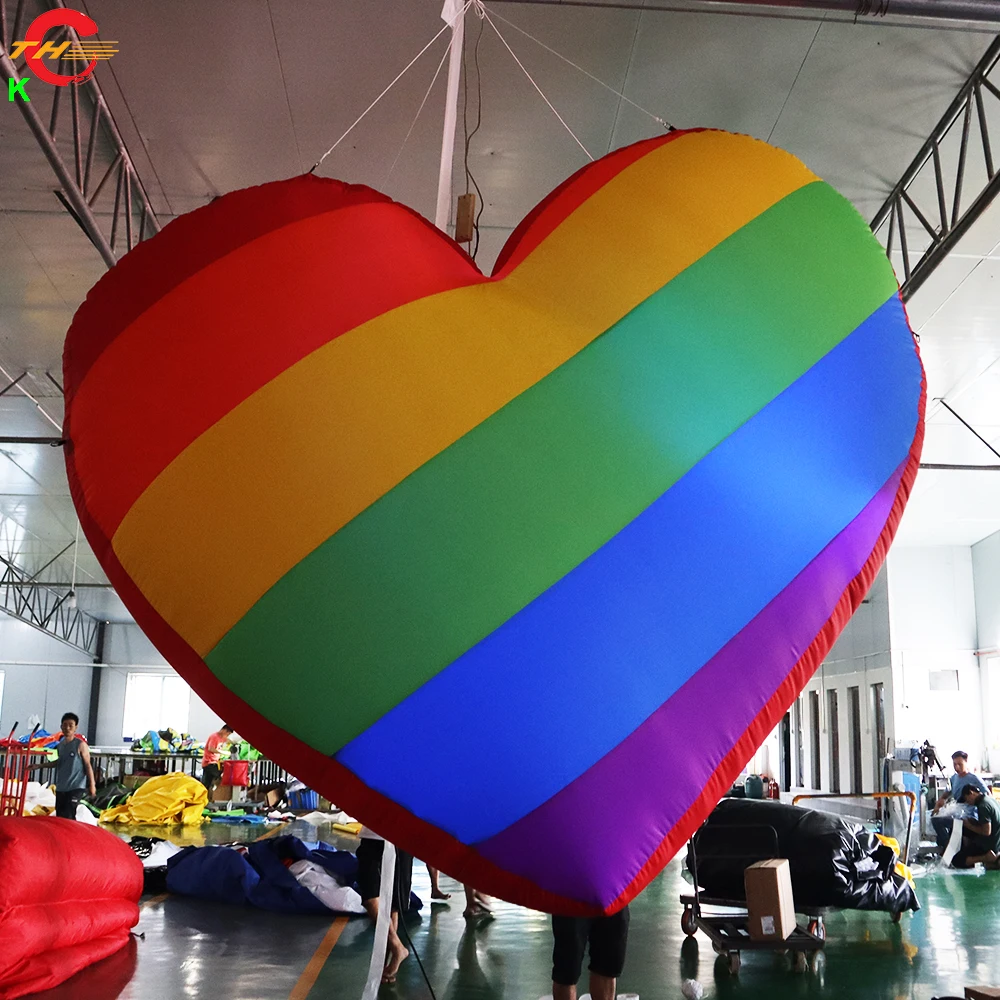 Free Air Shipping 3mH Giant Inflatable Heart Shaped Balloon Colorful Heart Model for Valentine's Outdoor Display