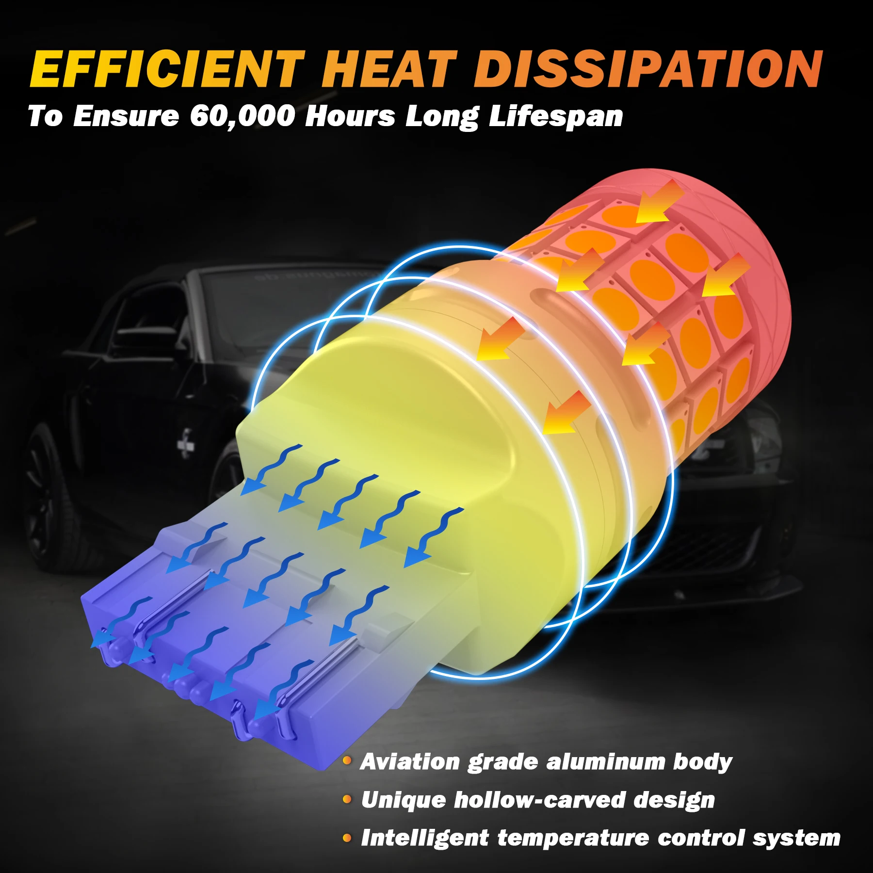 2Pcs W21W LED Red Orange T20 7443 SRCK 7440 W21/5W LED Bulbs Car Turn Signal Lamp Brake Reverse Tail Lights White 12V