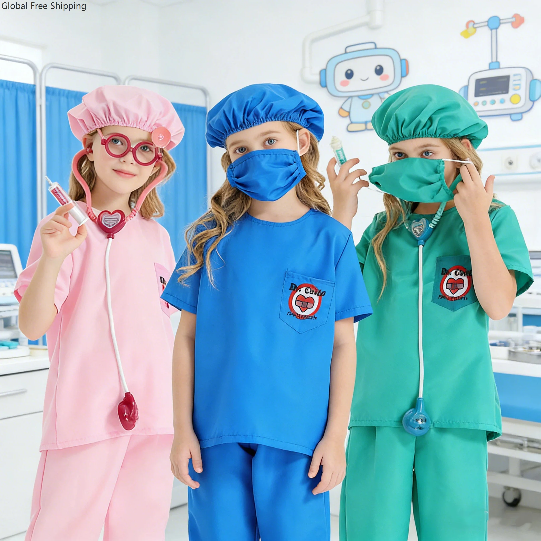 

Children's Doctor Costume Surgical Doctor Uniform Role-playing Halloween Carnival Party World Book Day Girls' Nurse Outfit 2026