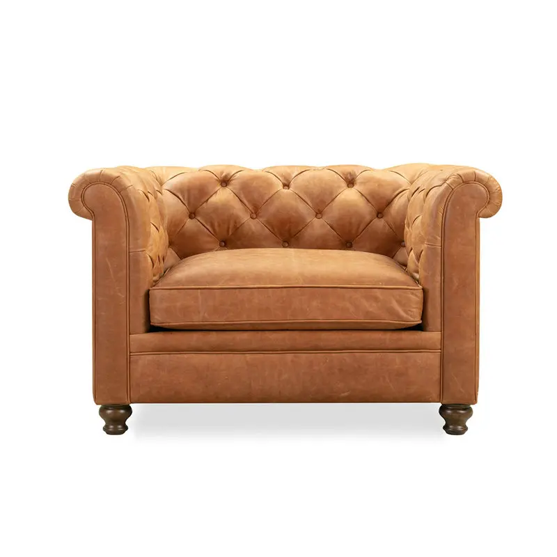 

#Luxury Italian High End Oil Wax Leather Lounge Chair Classical Living Room Chesterfield Chair Lobby MeetingRoom Sofa Arm Chair