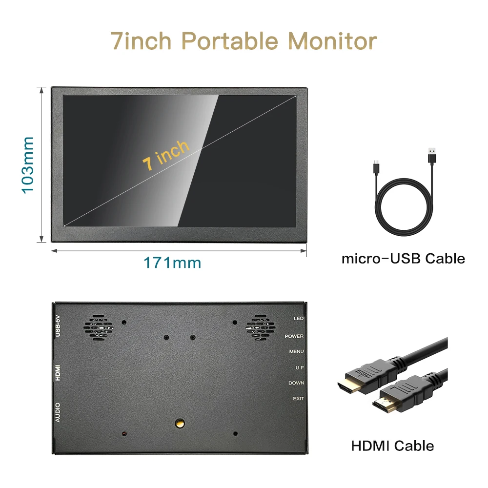 Imagem -05 - Lesown-monitor Portátil Hdmi Touchscreen Pequeno Ips Branco Mini Tela Secundária Larga Monitor de Jogos Capacitivo 1024x600 7