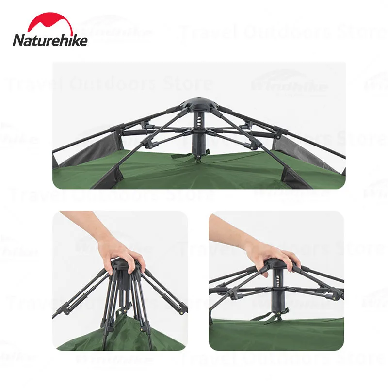 

Naturehike Automatic Tent Quick Open One-touch Pole Waterproof Double Door Awning Tent 3-4 Person Camping Outdoor Picnic 210D