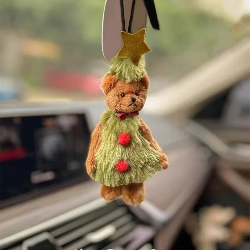 Christmas Bear Stuffed Car keyring Animal Keychain  Soft and Durable Material for Long lasting Use Add Festive Atmosphere