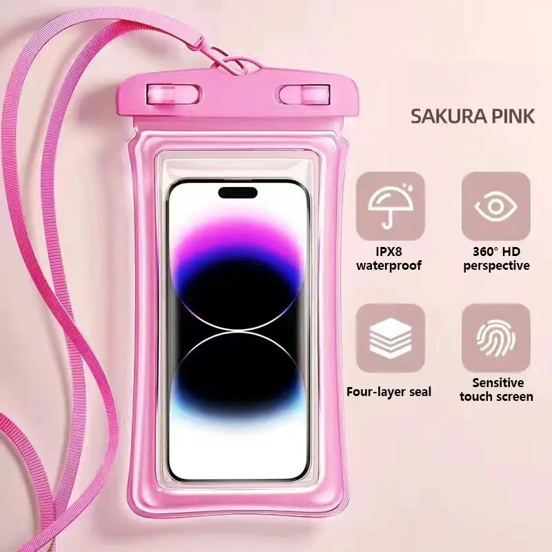 Floating Airbag Waterproof Cover Phone Case Touch Screen Outdoor Swimming Bag Lanyard Sealed Bag Under 7.0 inches For Swimming - view 6