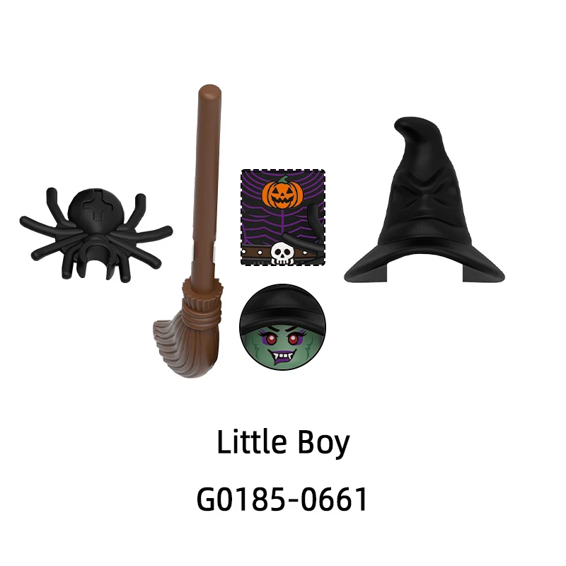 G0185 ليتل بوي الساحرة بالذئب يضحك اليقطين زومبي اليقطين رئيس هاج إيرل نموذج كتل MOC الطوب مجموعة الهدايا اللعب