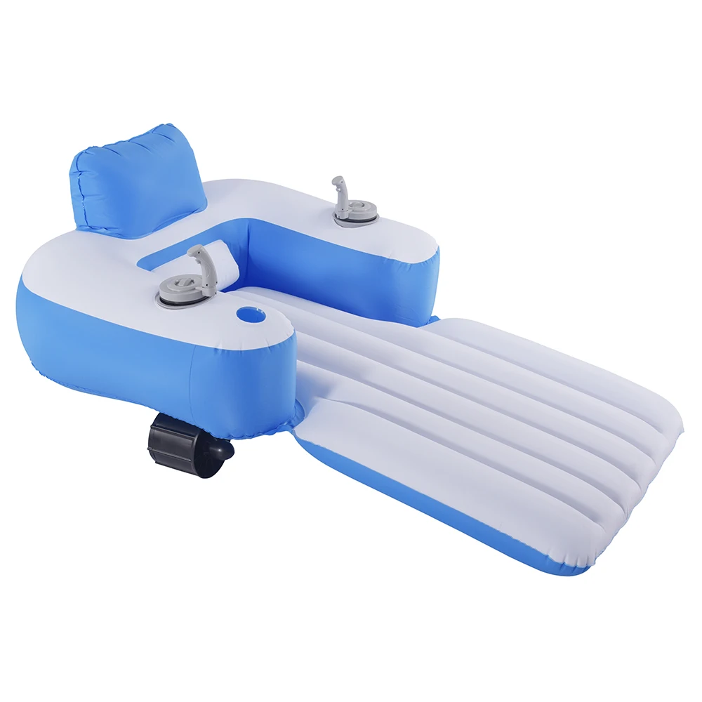 Motorized Inflatable Pool Lounger Double Propeller 360° Rotatable 1 Person PVC Floating Chair Summer Water Entertainment Float