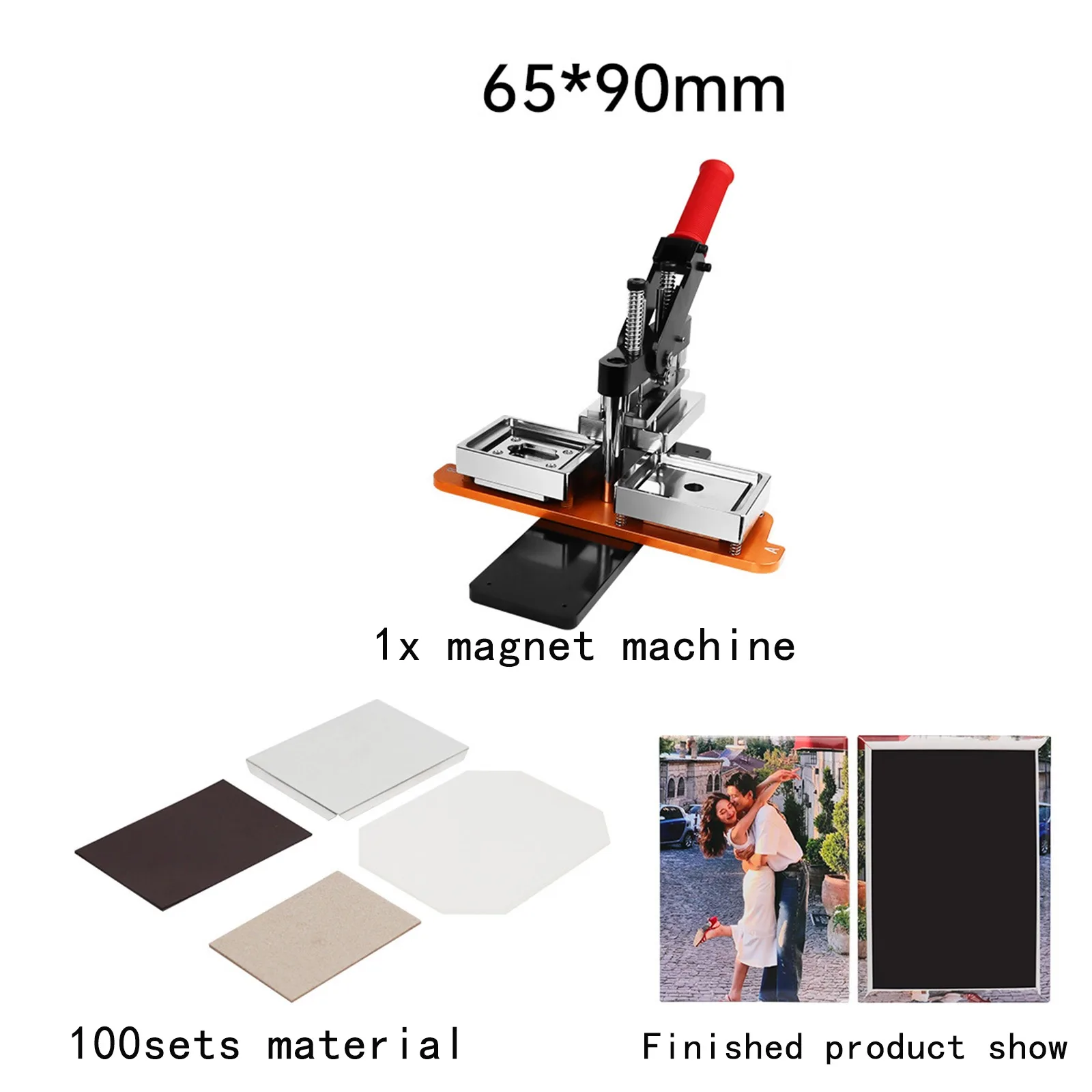 80x53mm/65x90mm Square Refrigerator Badge Press Machine Rotating Manual Fridge Magnet Making Machine with 100PCS Magnet Part