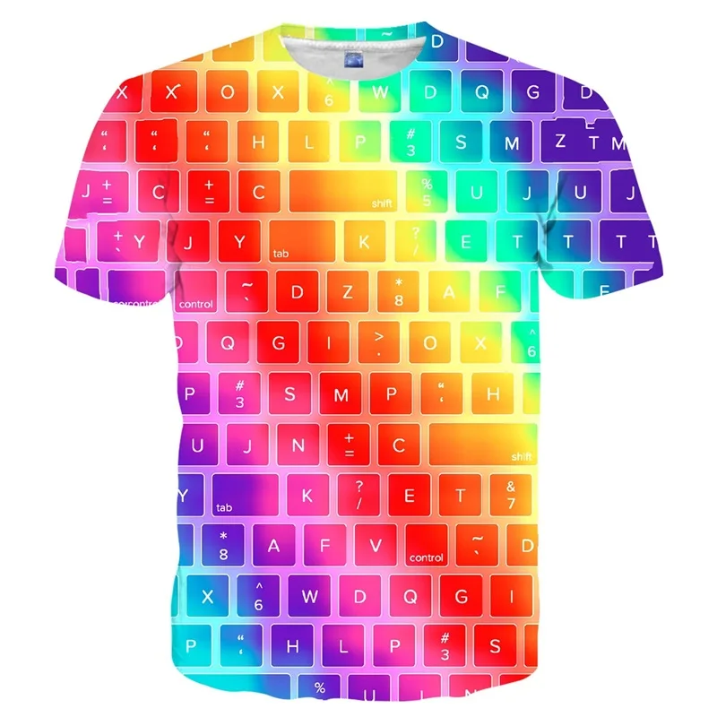 

Creative Keyboard Graphic Tshirt For Men Women 3D Printed Novelty Design Tee Tops Short Sleeve Casual Mens T-Shirts Streetwear