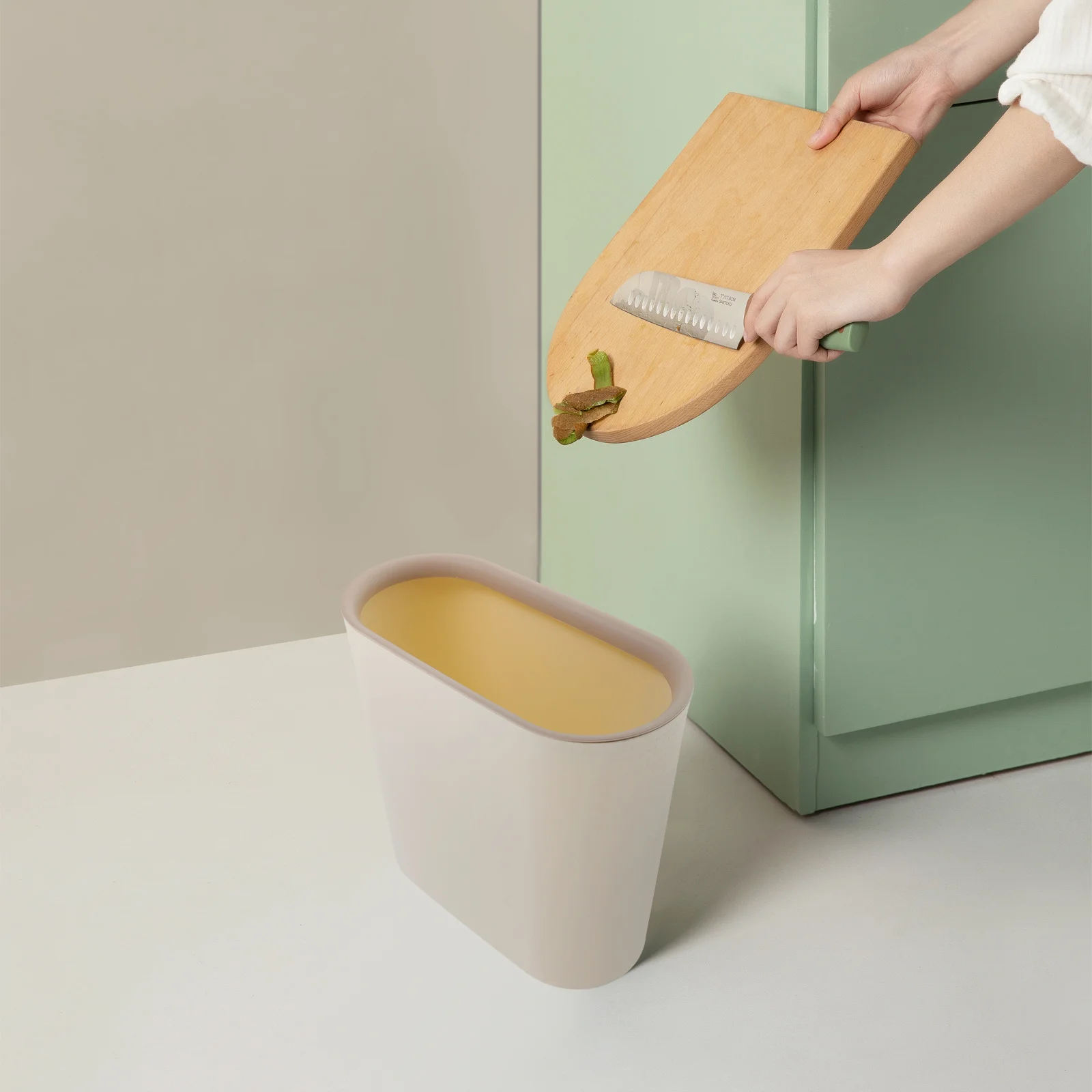

Narrow Space Trash Can Press Ring Plastic Bin for Bathroom Kitchen Living Room Home Office Garbage Basket Large Trash Can