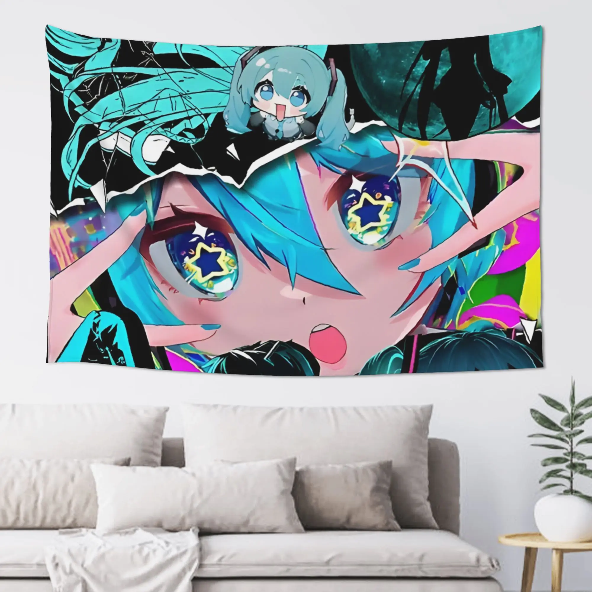 tapete-de-parede-com-desenho-da-hatsune-miku-personagem-de-estilo-«cutecore»-ideal-para-decorar-o-quarto-pode-ser-usado-como-manta-ou-decoracao-de-parede-um-acessorio-original-para-o-ambiente