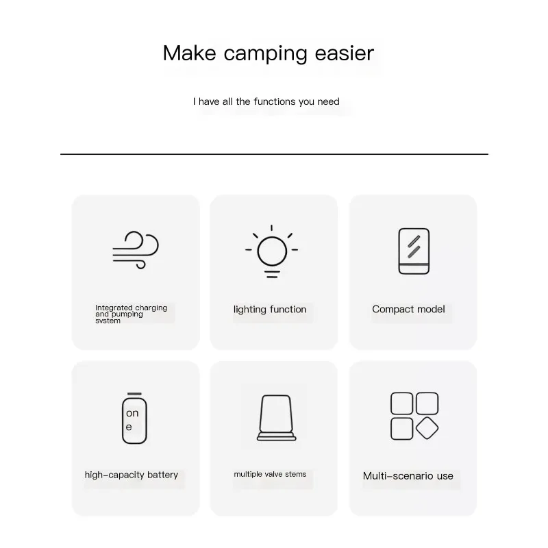 Air Mattress Pump Portable For Inflatables, Ultra Powerful Mini Air Pump With Camping Light For Pool Float-VVBC