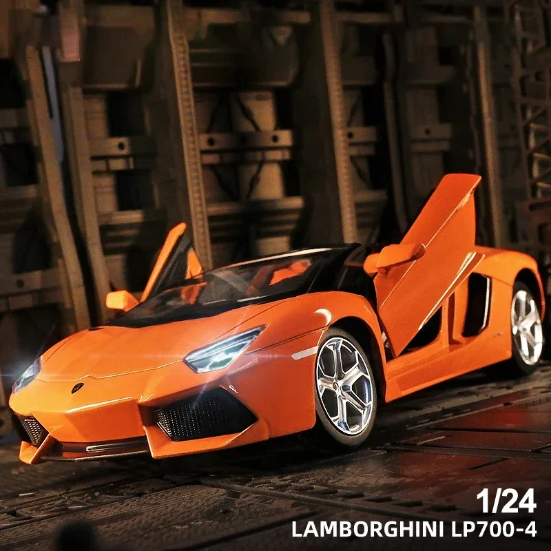 1:24 Lamborghini LP700-4 Aventador Roadster alliage moulé jouet modèle de voiture son et lumière jouet à collectionner cadeau d'anniversaire