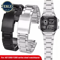 Solid Stainless Steel Strap for Casio A158 A159 A159W-N1/A158WA/A168 AE-1200 AE1200/1300 W-216 f91w SGW-300 Watch Chain 18mm
