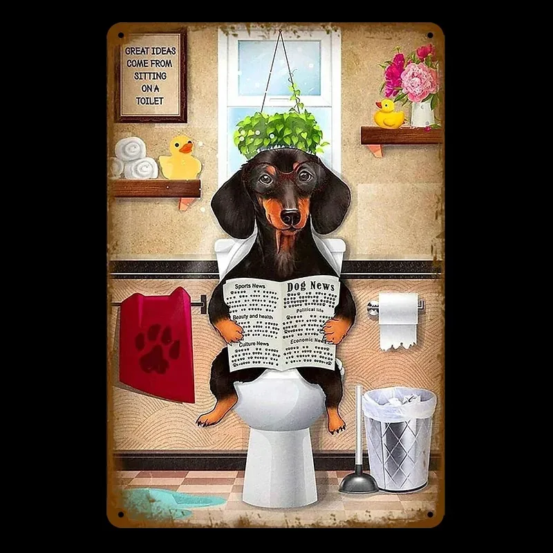 Funny WC Sign Metal Poster Toilet Tin Plaque Decor toilette toilette toilette Wall Art bagno toilette Wall Decorati Pub