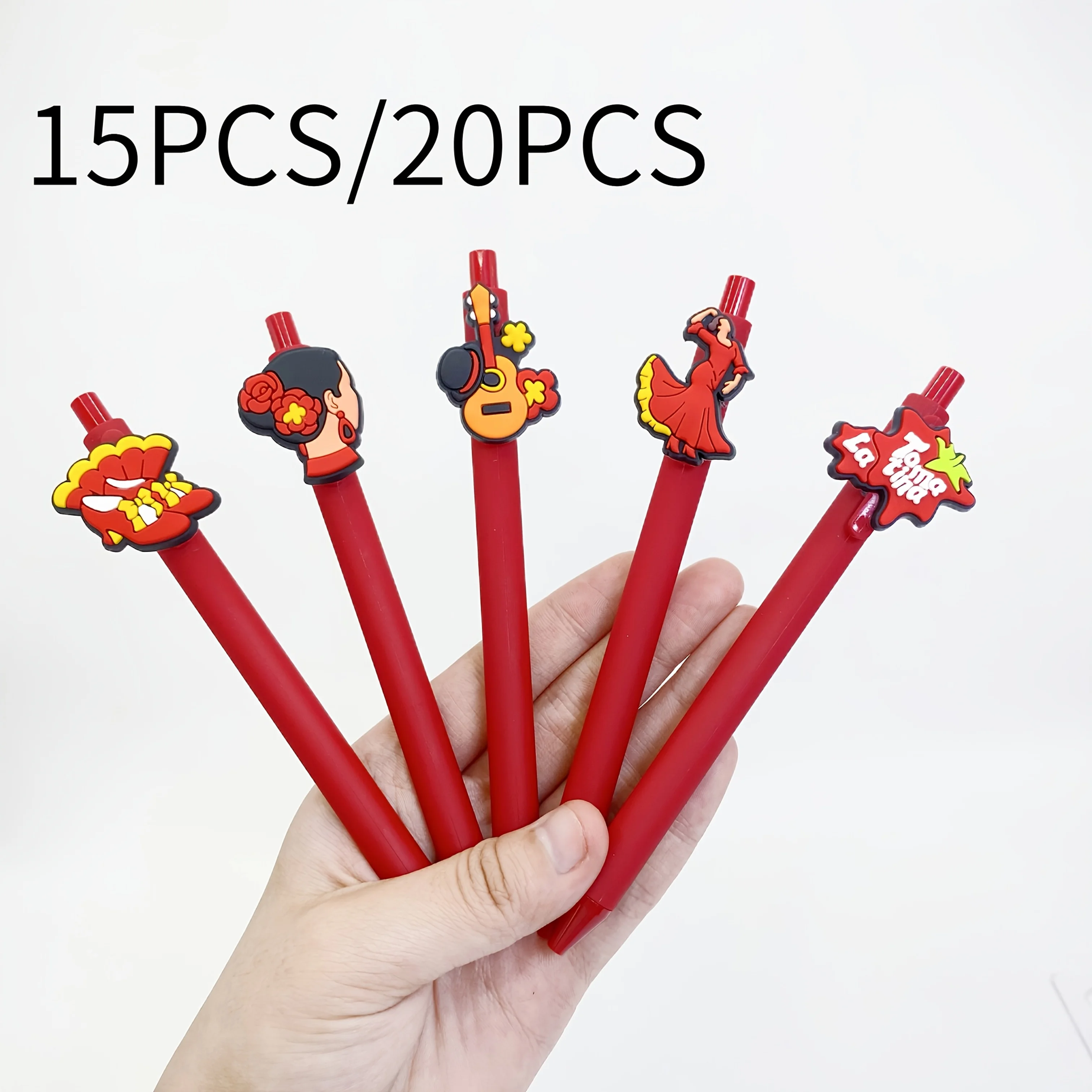 

15 шт./20 шт. шариковые ручки с испанской тематикой, красная бочка, черные чернила, быстросохнущие ручки, подарочные ручки для студентов