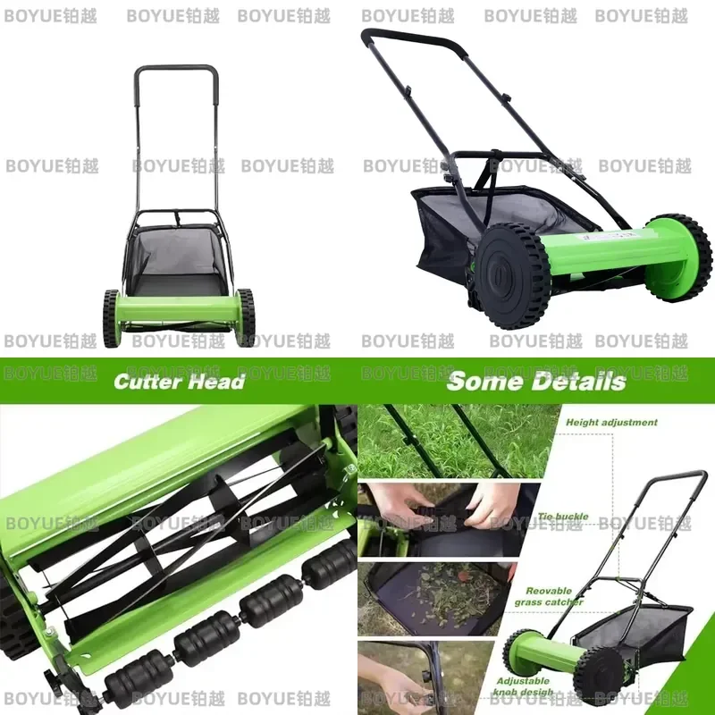 Industrial Manual Push Lawn Mower 12 Inch Reel Grass Cutter Heavy Duty Forward Adjustment Professional Garden Hand Tool