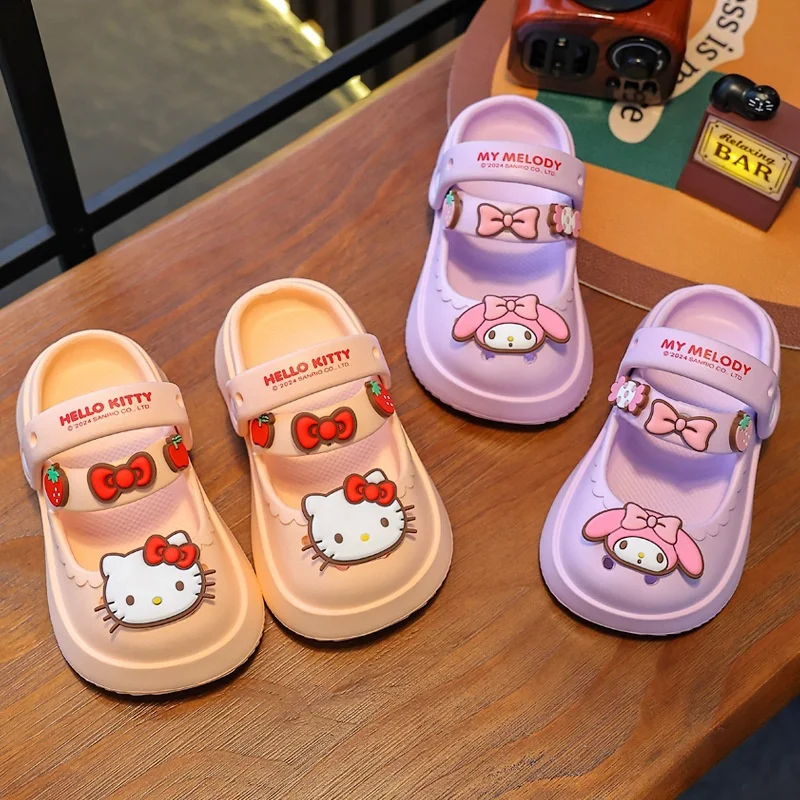 

Sanrios Y2K Kids Hello Kitty Sandals Cinnamoroll My Melody Kuromi Cartoon Summer Slippers Anime Soft Beach Shoes Cute Girl Gift