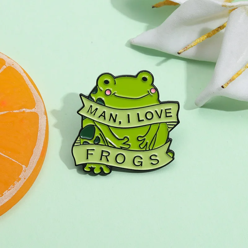 I Love Frogs Enamel Pins MILF Cartoon Brooches Lapel Badges Funny Animal Jewelry Gift Wholesale