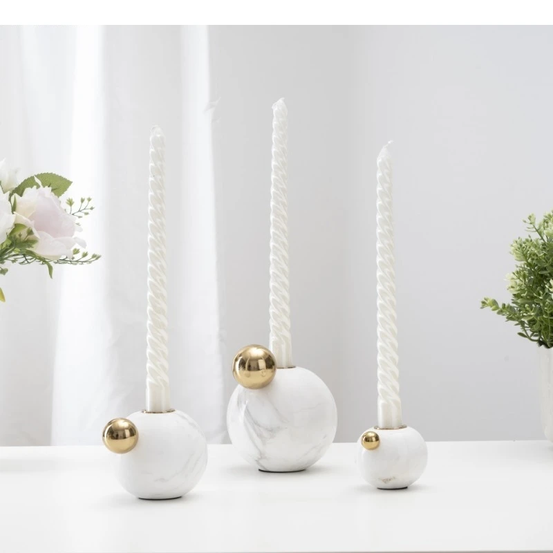 Spherical Marble Candlestick Restaurant Candlelight Dinner Romantic Decoration Ornament Home Art