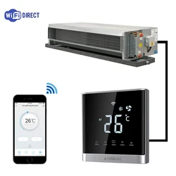 3 Speed 0-10V Fan Coil Thermostat LCD 3A Smart Wi-Fi/485 Modbus FCU for 4 2 Pipes System Works with Alexa and Google