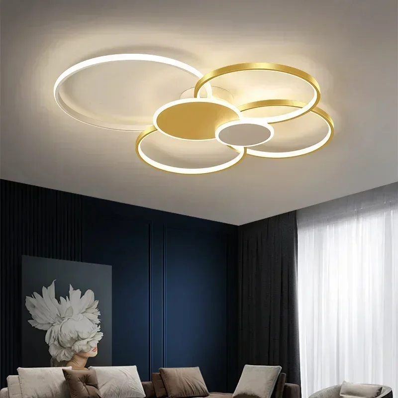 Modern LED Ceiling Light For Bedroom Living Dining Room Minimalist Circular Ceiling Lamp Indoor Lustre Remote Control Chandelier