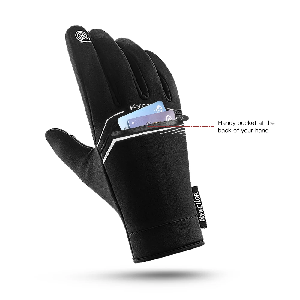 Outdoor Sports Autumn And Winter Touch Screen Warm Pu Leather Bicycle Riding Anti-Splashing Men'S And Women'S Gloves