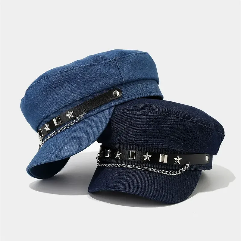 الربيع القطن هندسية قبعة مثمنة قبعة موزع الصحف قبعة عسكرية قبعة الرسام للفتيات والنساء 09