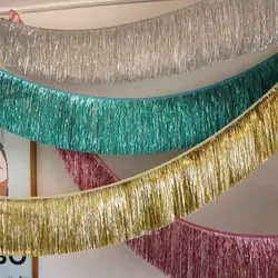 New Foil Fringe Metallic Tinsel Wall Hanging Backdrop Banner for Parade Floats Mardi Gras Birthday Christmas Party Decoration