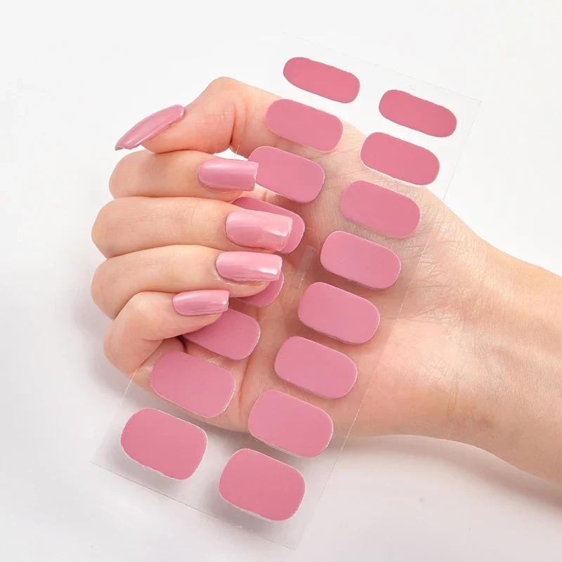 Modische Nagellackaufkleber mit 16 Spitzen, einfarbig, minimalistisches Design, vollständig abdeckendes Nagelzubehör