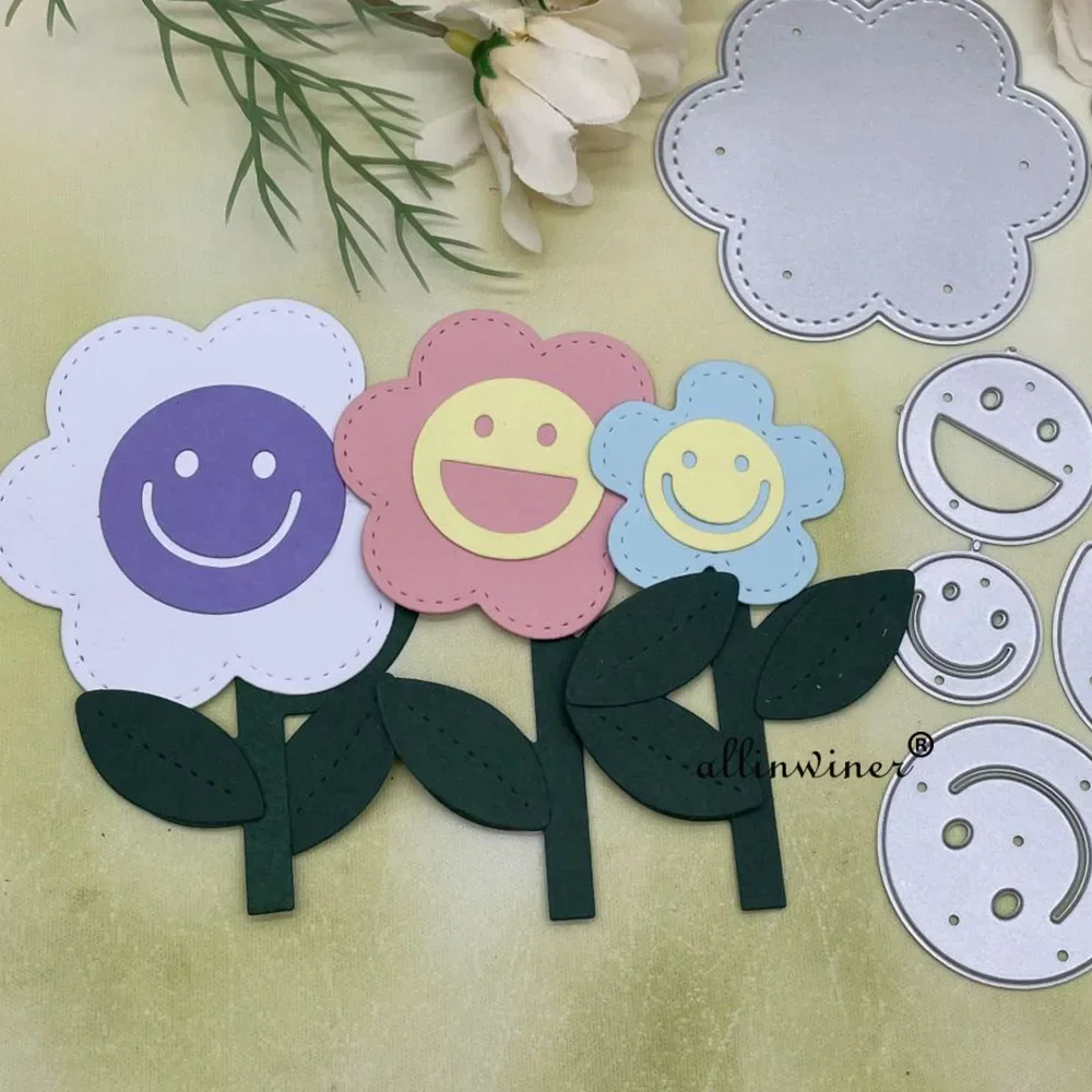 

Smile sun flower Metal Cutting Dies Stencils For DIY Scrapbooking Decorative Embossing Handcraft Die Cutting Template
