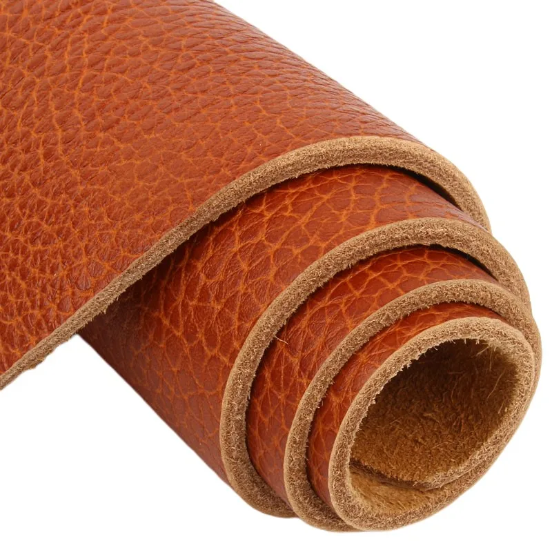 Thick Cowhide Material Top Layer, Red and Brown Leather Fabric, Table Mat, Sofa Mattress, Yellow and Brown, 4.0mm