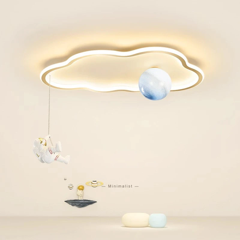 Children's Room Boy Bedroom Ceiling Lights Space Astronaut Planet Cloud Light Modern Warm Nursery Baby Room Decor Ceiling Lamps