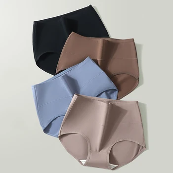 4 adet pamuk kadın külot yüksek bel zayıflama iç çamaşırı nefes külot artı boyutu külot vücut şekillendirici katı kadın külot