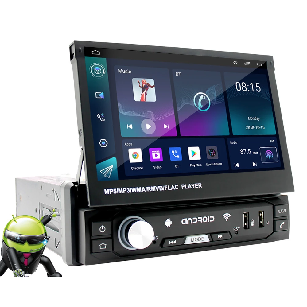 Retractable Car Dvd Player Android Touch Screen Multimedia Player Blue Tooth Fm Transmitter Car Radio Mp5 Player for Car