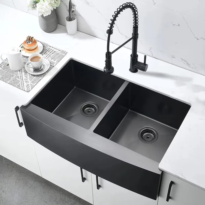 36 inch double bowl 304 stainless steel handmade farmhouse kitchen sink