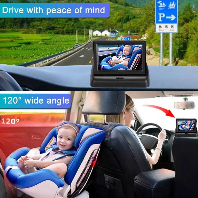 Easy installation 4.3 Inch Display Screen Car Rear View Camera with Monitor Infrared Night Vision Baby Car Camera Monitor