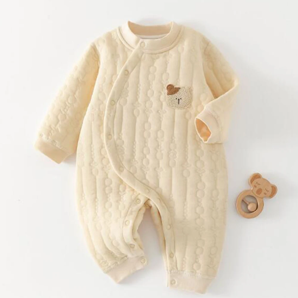 Christmas Baby Jumpsuit Quilted Warm Autumn Winter Baby Girl Rompers Long Sleeve Thanksgiving Infant Boys Clothes